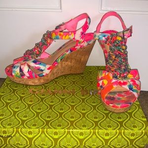 Gianni Bini Beaded Floral Wedges